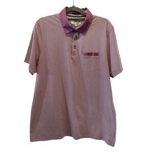 EUC Ted Baker London Micro Print Polo Shirt Burgundy Plum Size 5/M Designer